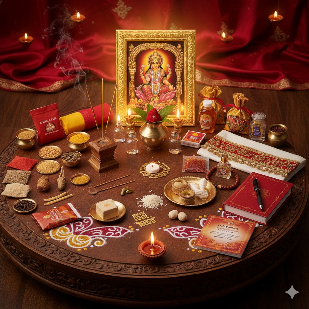 Astik TV Diwali Puja Samagri Kit for Mahalakshmi Pujan (57+ Items) with Detailed Puja Vidhi